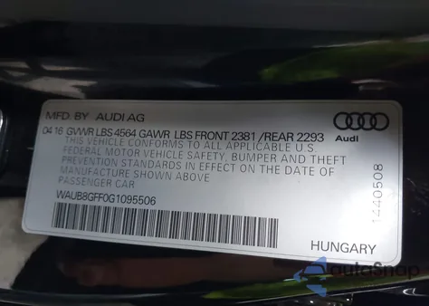 2016 Audi A3 2.0T Premium z USA, uszkodzony, nr VIN WAUB8GFF0G1095506